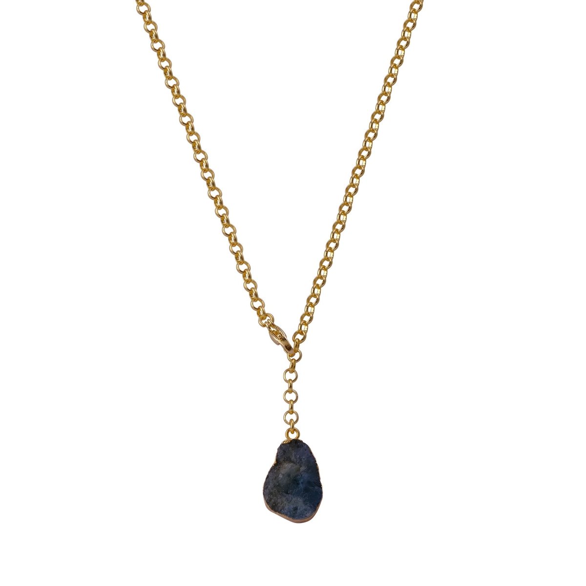 Raw Citrine Gemstone Y-Necklace in Gold Plated Chain, Natural Gemstone Pendant 5211