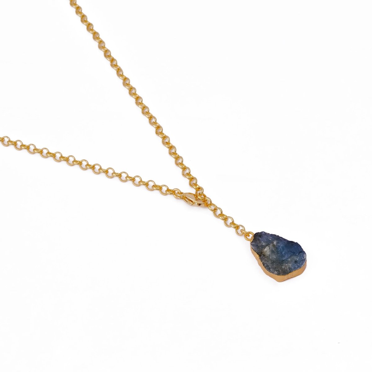 Raw Citrine Gemstone Y-Necklace in Gold Plated Chain, Natural Gemstone Pendant 5211
