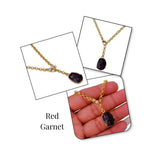 Raw Dyed Ruby Pendant Y - Necklace on Gold Plated Chain 5211
