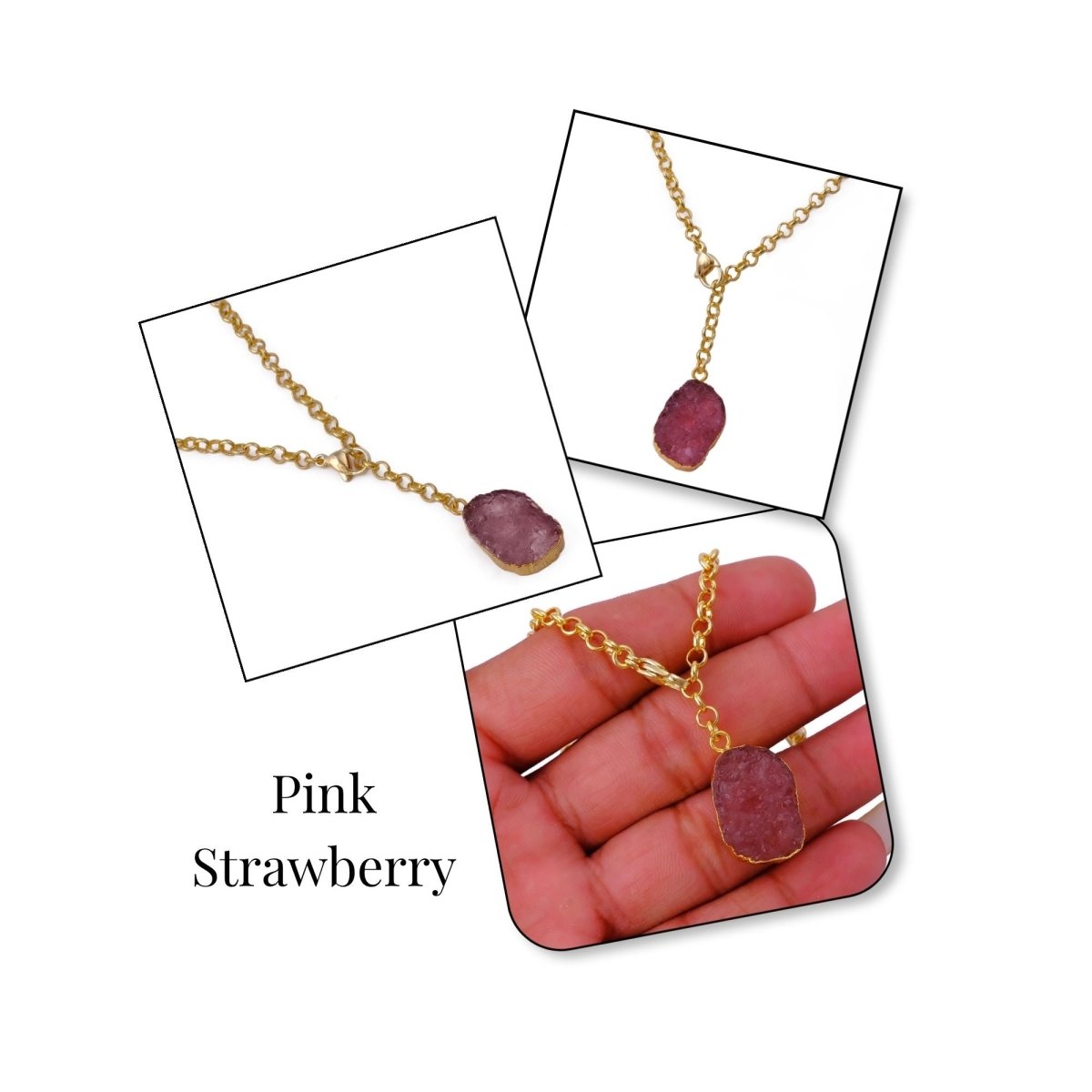Raw Dyed Ruby Pendant Y - Necklace on Gold Plated Chain 5211