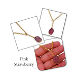 Raw Dyed Ruby Pendant Y - Necklace on Gold Plated Chain 5211