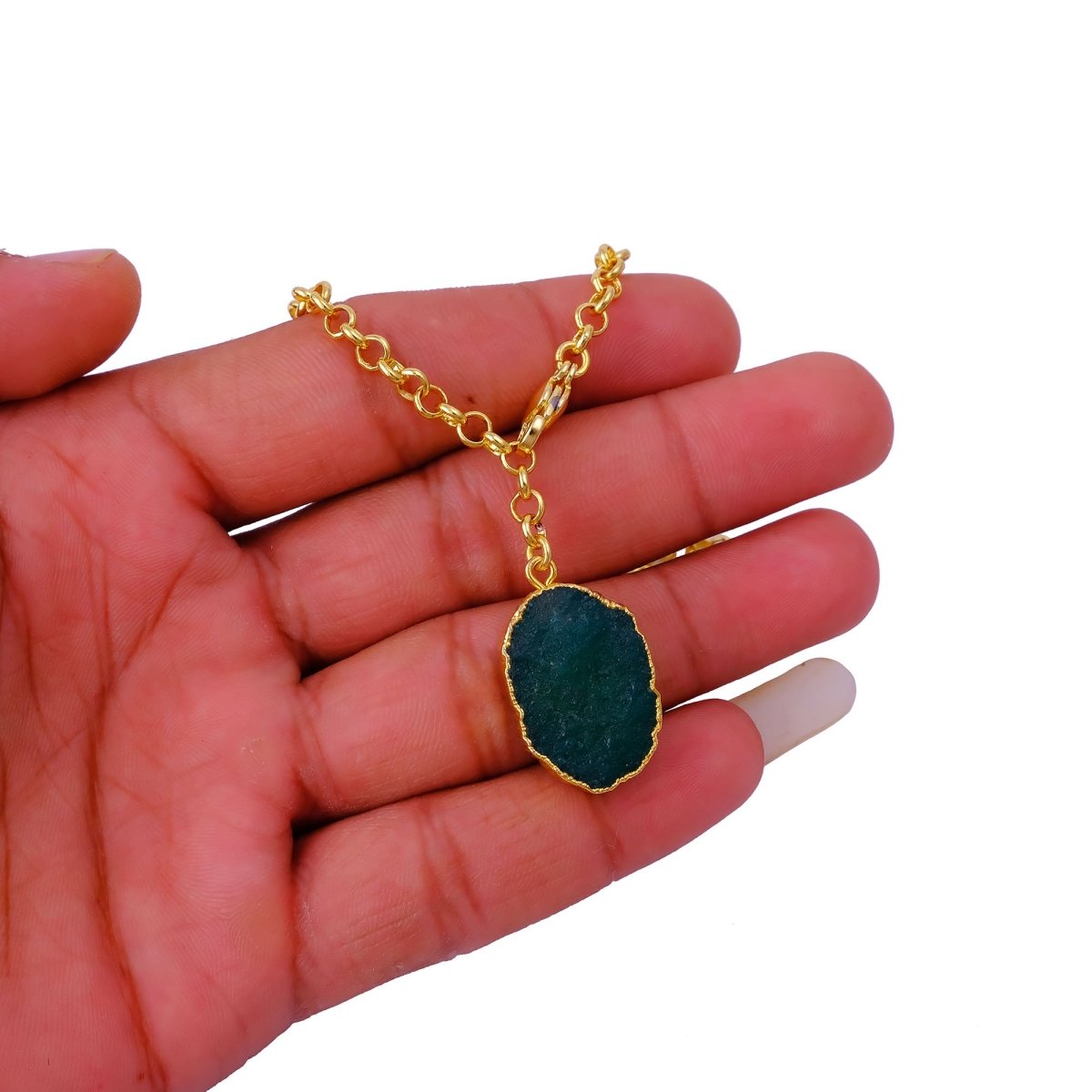 Raw Dyed Ruby Pendant Y - Necklace on Gold Plated Chain 5211