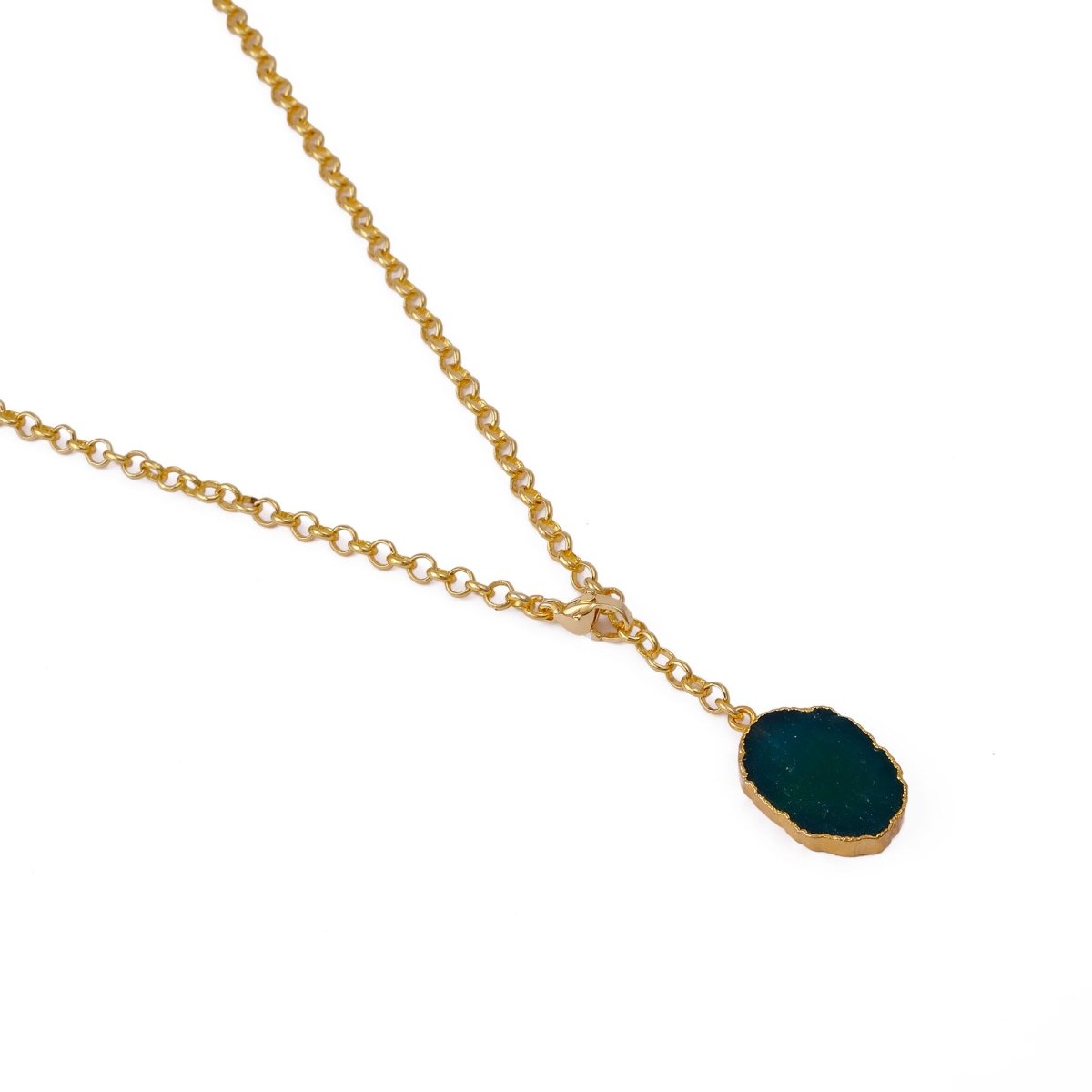 Raw Dyed Ruby Pendant Y - Necklace on Gold Plated Chain 5211