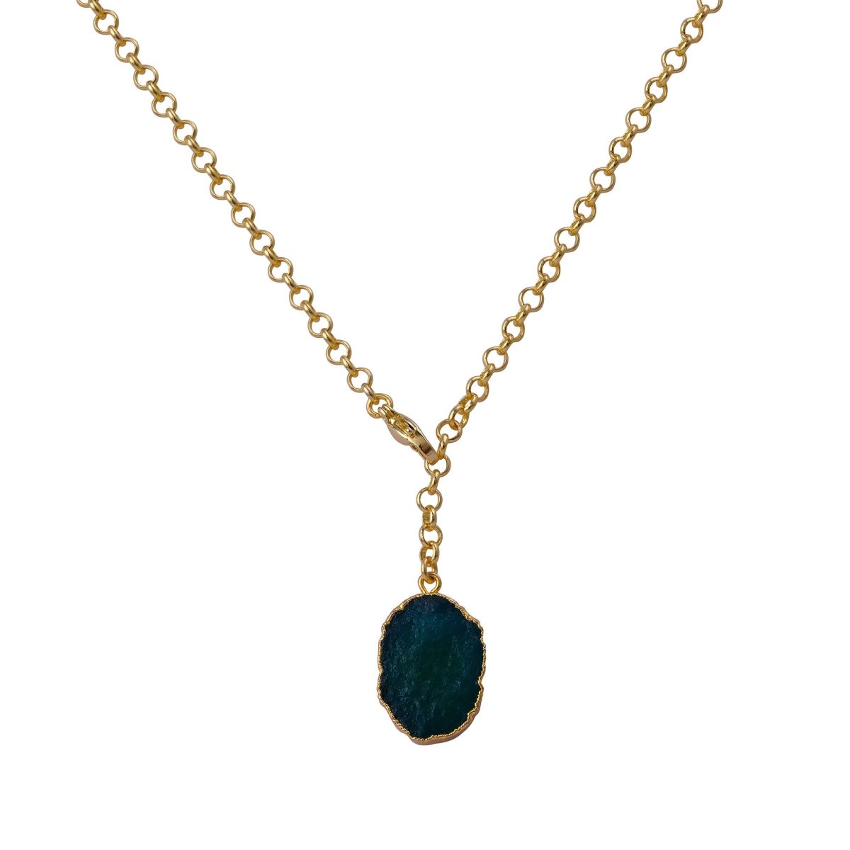 Raw Dyed Ruby Pendant Y - Necklace on Gold Plated Chain 5211