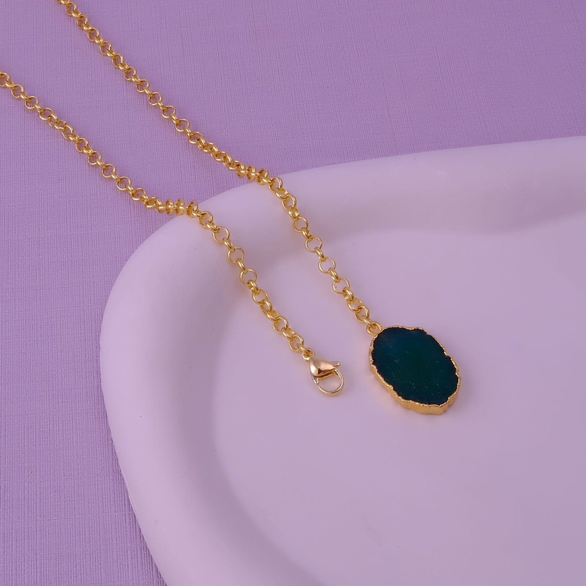 Raw Dyed Ruby Pendant Y - Necklace on Gold Plated Chain 5211