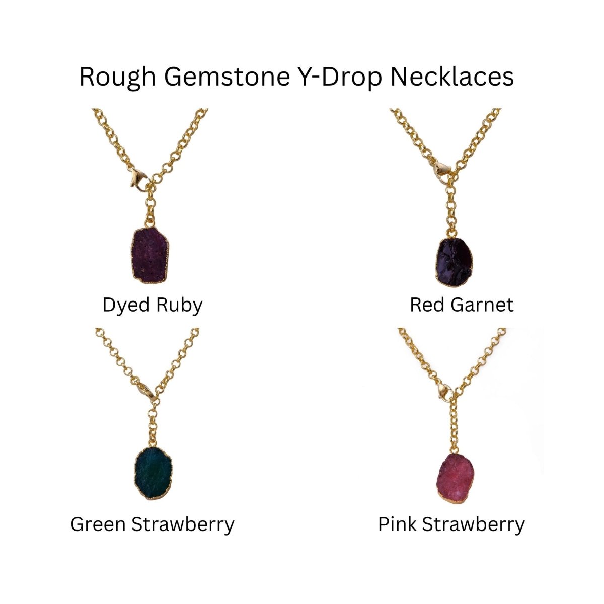 Raw Dyed Ruby Pendant Y - Necklace on Gold Plated Chain 5211
