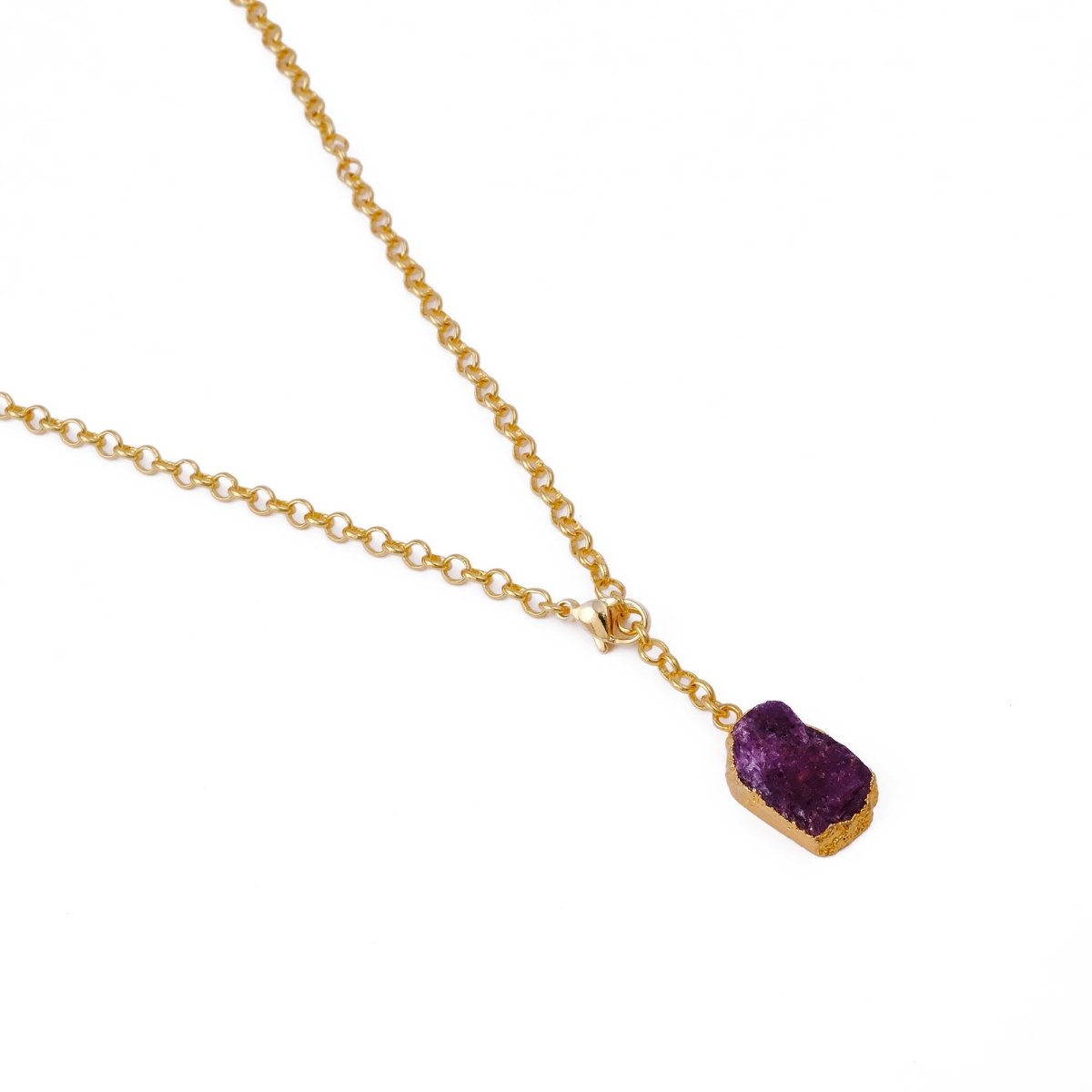 Raw Dyed Ruby Pendant Y - Necklace on Gold Plated Chain 5211
