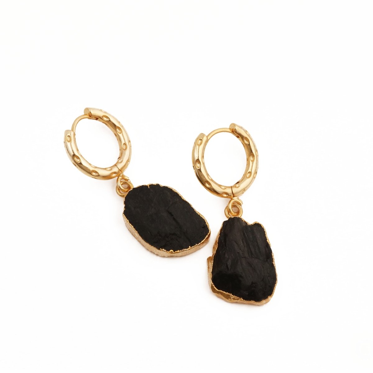 Raw Gemstone Citrine Fancy Shape Hoop Earring, 18k Gold Plated Jewelry 5216