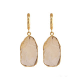 Raw Gemstone Citrine Fancy Shape Hoop Earring, 18k Gold Plated Jewelry 5216