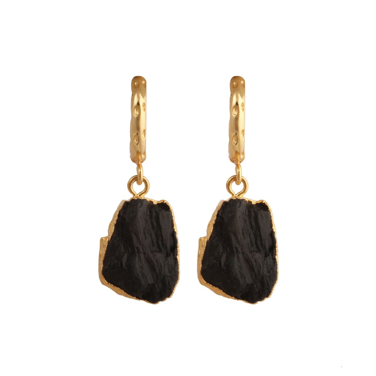 Raw Gemstone Citrine Fancy Shape Hoop Earring, 18k Gold Plated Jewelry 5216