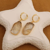 Raw Gemstone Citrine Fancy Shape Hoop Earring, 18k Gold Plated Jewelry 5216 Citrine