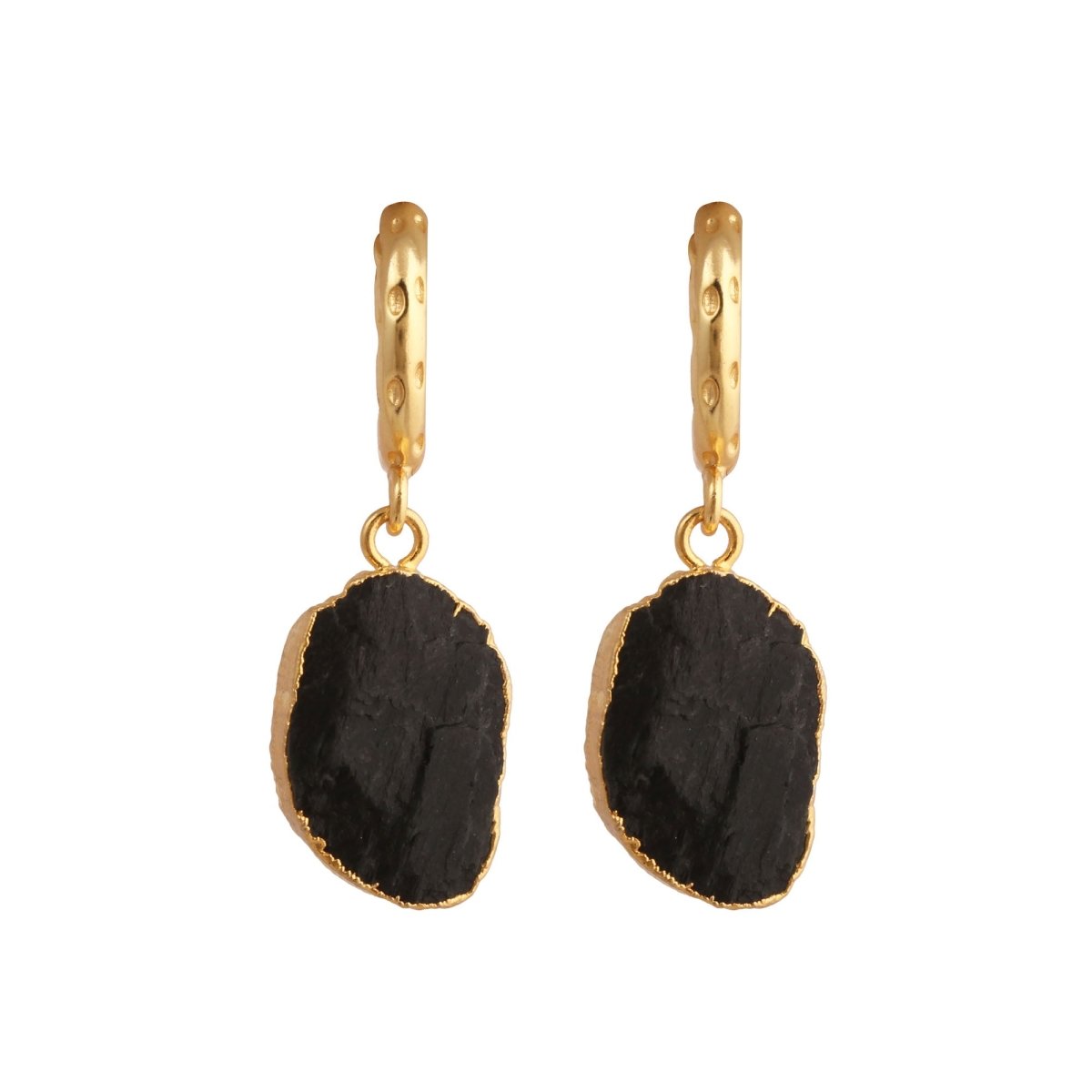 Raw Gemstone Citrine Fancy Shape Hoop Earring, 18k Gold Plated Jewelry 5216