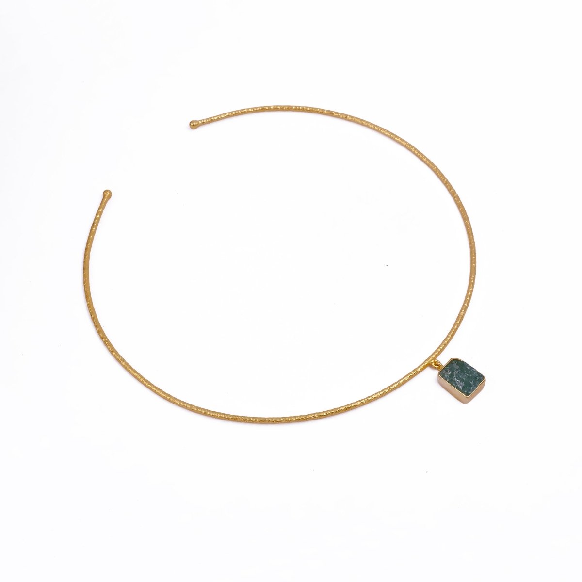 Raw Gemstone Green Strawberry Quartz Choker Necklace, Bui