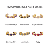 Raw Gemstone Purple Amethyst Cuff Bangles, Chunky Gold Plated Brass Jewelry 4080