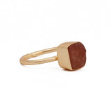 Raw Pink Strawberry Quartz Ring Gold Plated Ring
