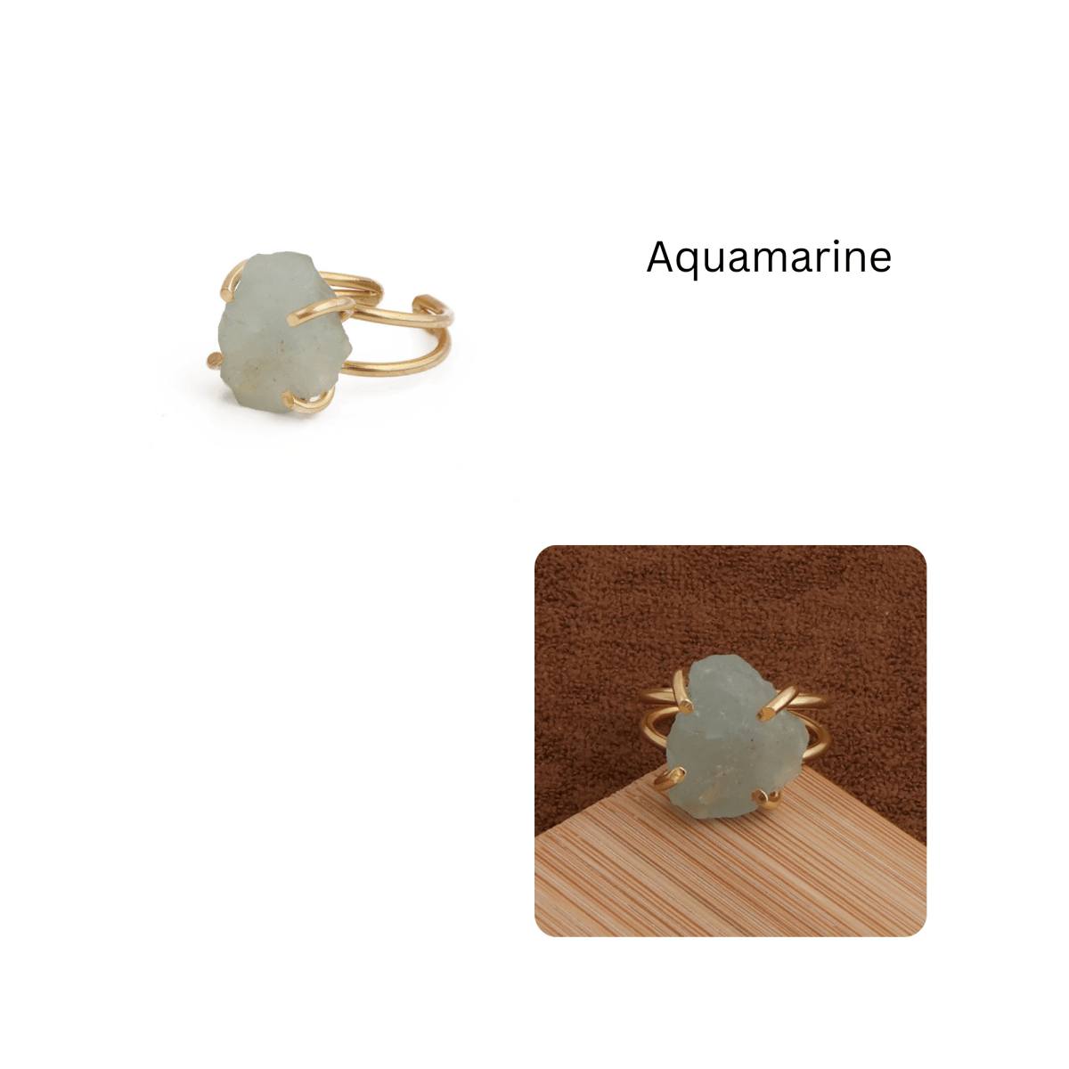 Raw Rainbow Moonstone Gemstone Ring, Gold Plated Rough Statement Jewelry 5393