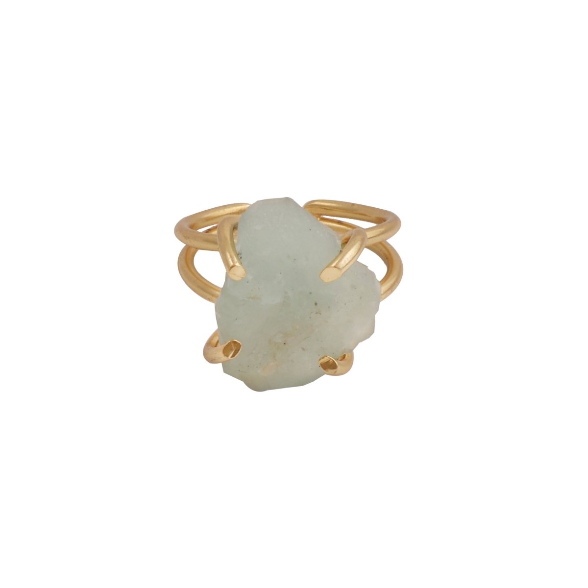 Raw Rainbow Moonstone Gemstone Ring, Gold Plated Rough Statement Jewelry 5393