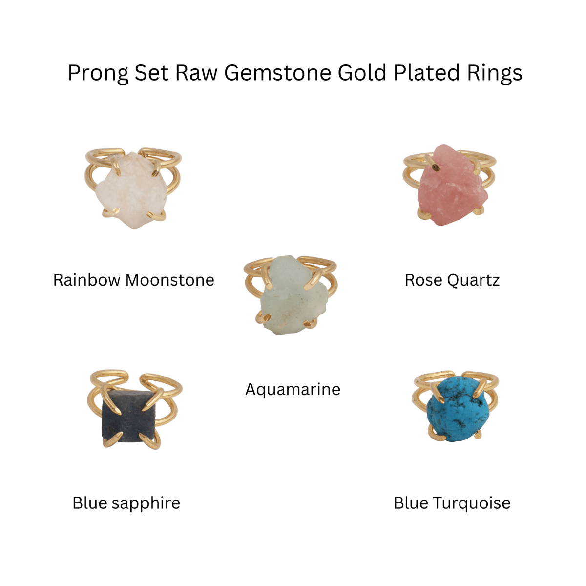 Raw Rainbow Moonstone Gemstone Ring, Gold Plated Rough Statement Jewelry 5393