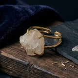 Raw Rainbow Moonstone Gemstone Ring, Gold Plated Rough Statement Jewelry 5393