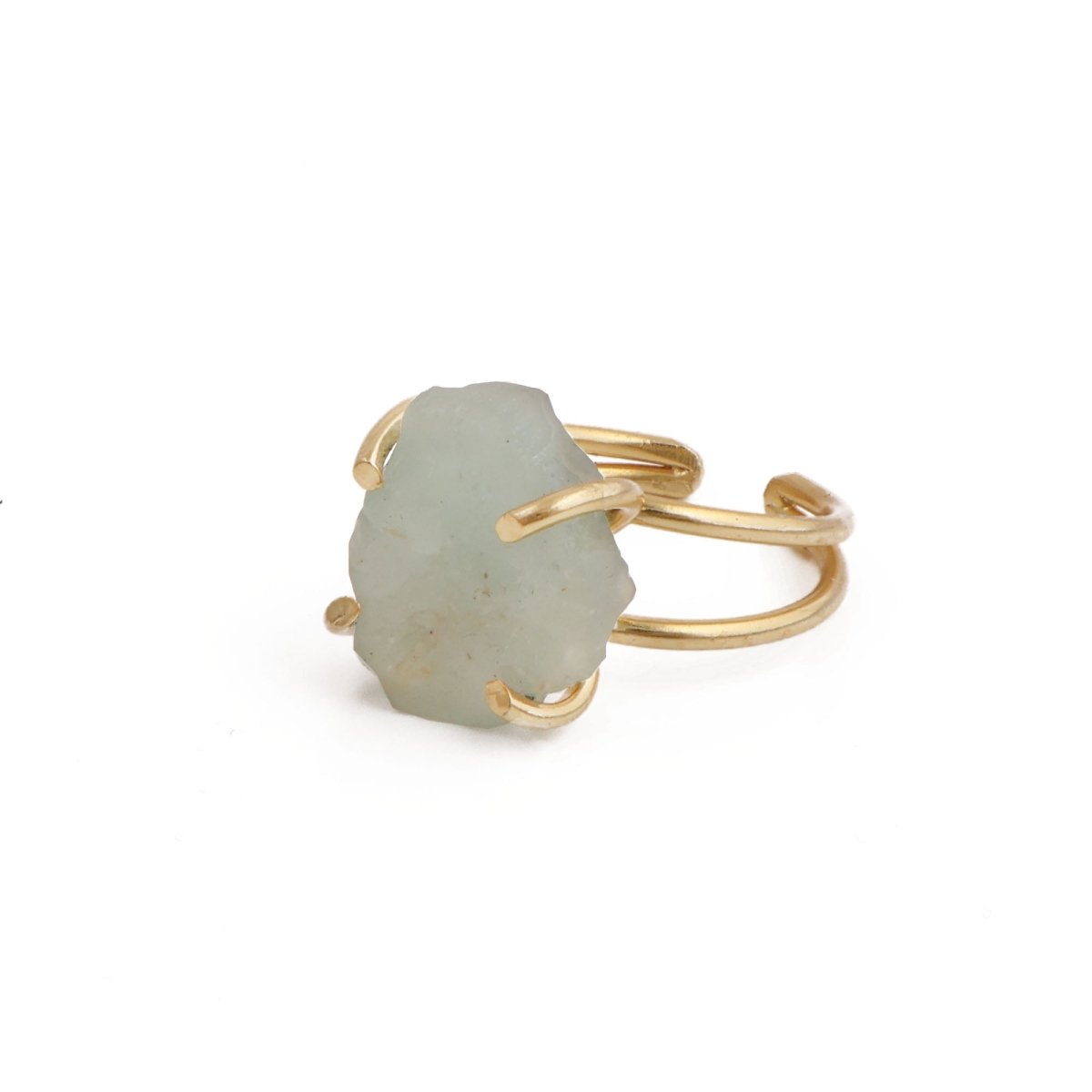 Raw Rainbow Moonstone Gemstone Ring, Gold Plated Rough Statement Jewelry 5393