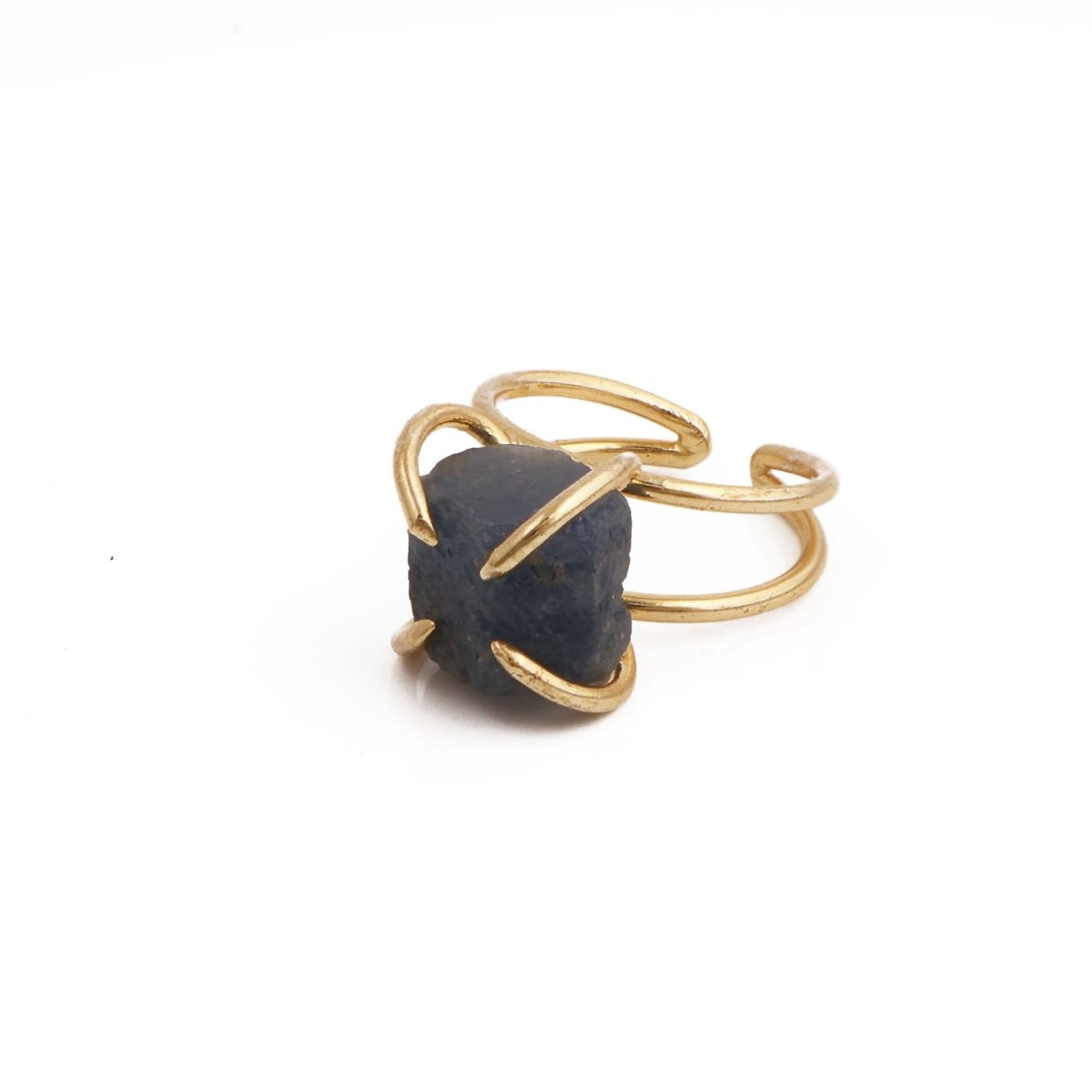 Raw Rainbow Moonstone Gemstone Ring, Gold Plated Rough Statement Jewelry 5393