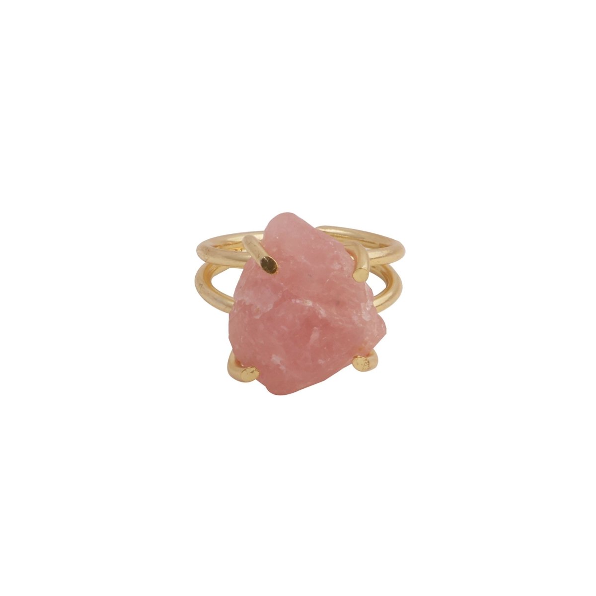 Raw Rainbow Moonstone Gemstone Ring, Gold Plated Rough Statement Jewelry 5393