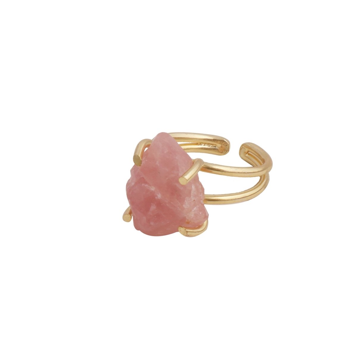 Raw Rainbow Moonstone Gemstone Ring, Gold Plated Rough Statement Jewelry 5393