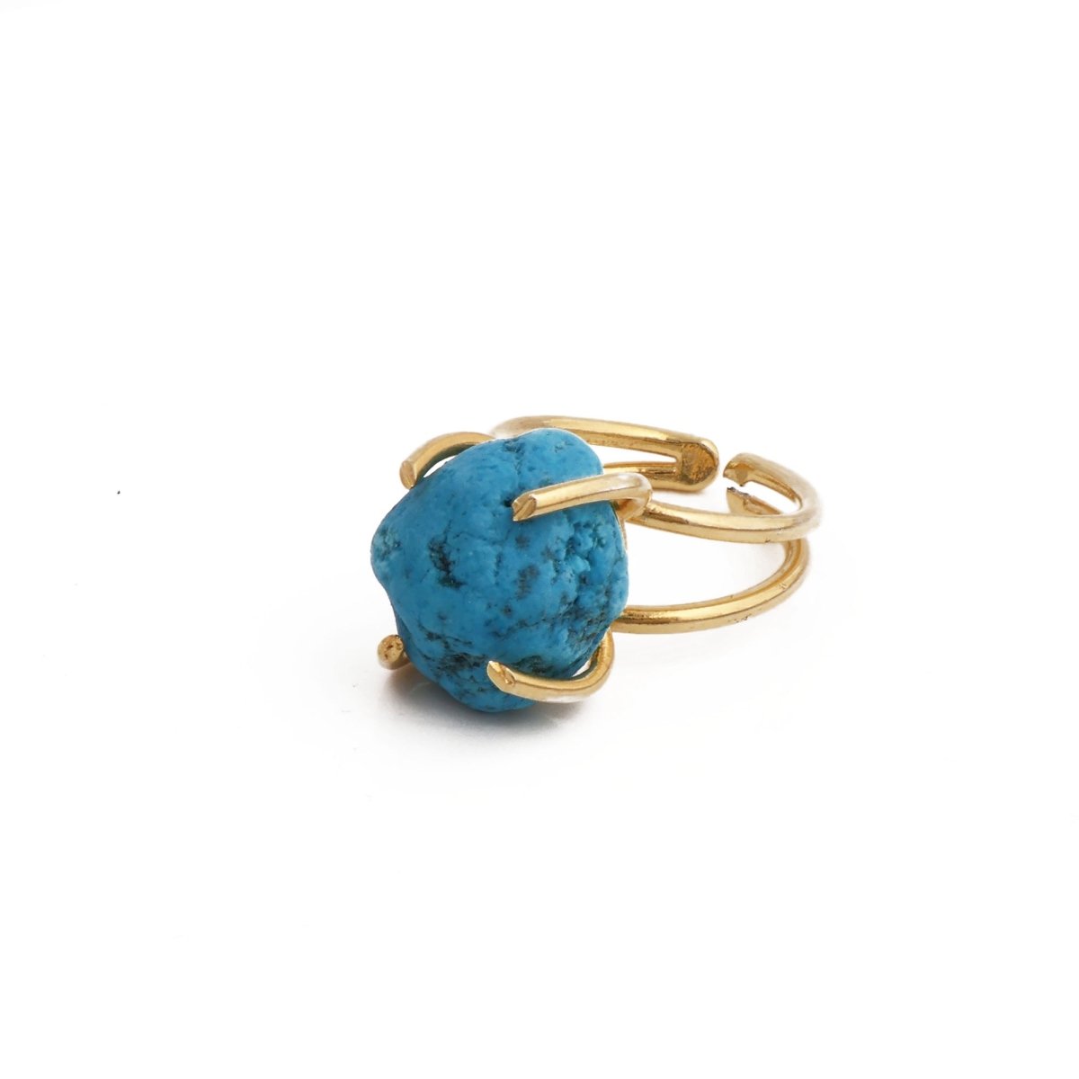 Raw Rainbow Moonstone Gemstone Ring, Gold Plated Rough Statement Jewelry 5393