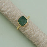 Raw Rough Strawberry Quartz Gemstone Rings, Gold Plated Collet Set Band Ring