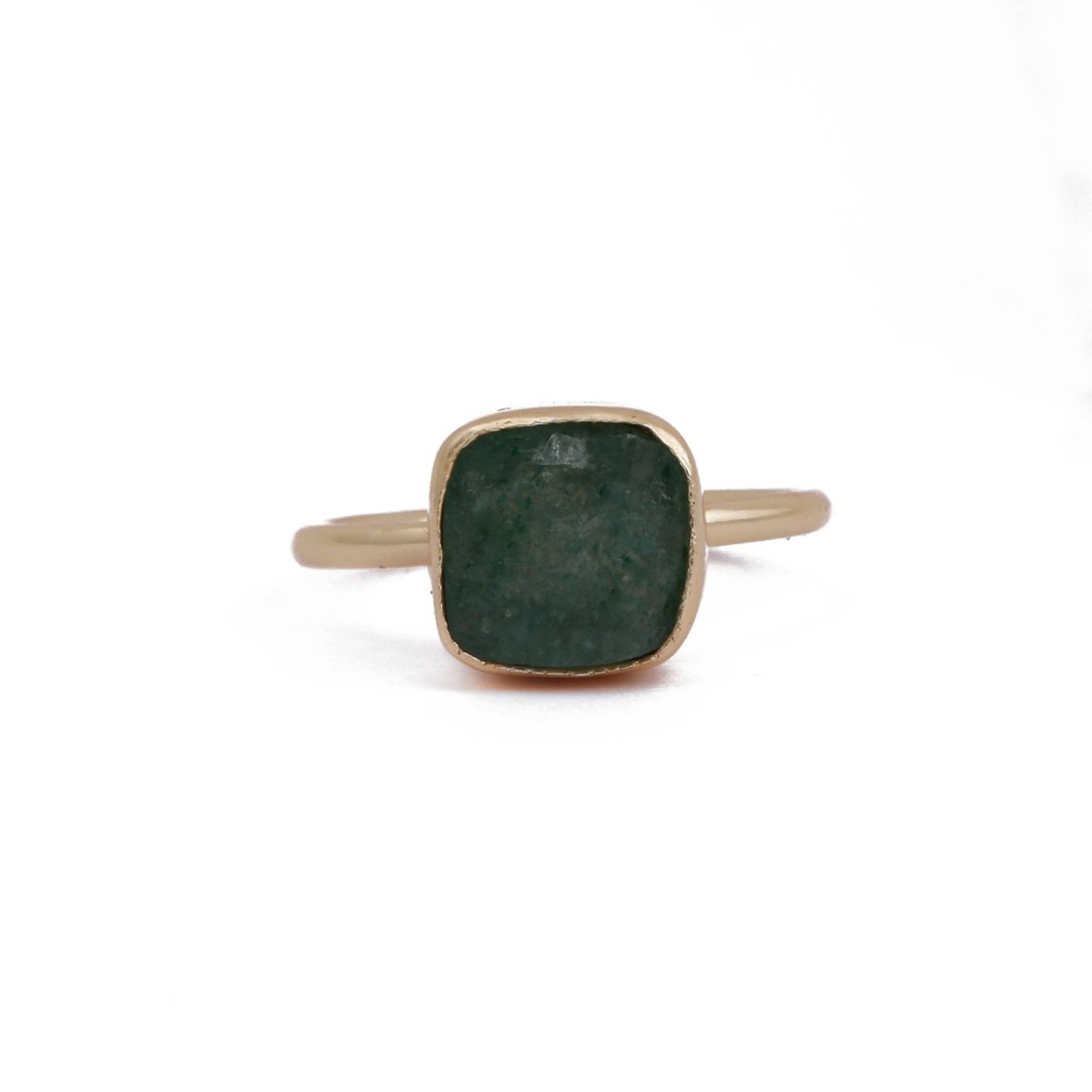 Raw Rough Strawberry Quartz Gemstone Rings, Gold Plated Collet Set Band Ring