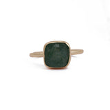 Raw Rough Strawberry Quartz Gemstone Rings, Gold Plated Collet Set Band Ring