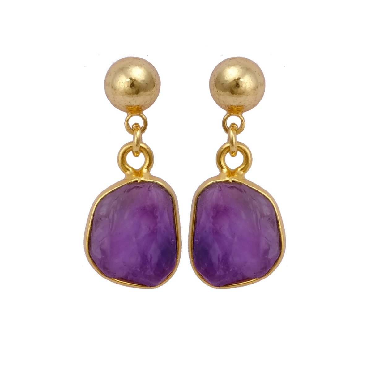 Raw Ruby Earrings Handmade Gold Plated Dangle Earrings Natural Rough Stone Birthstone Jewelry