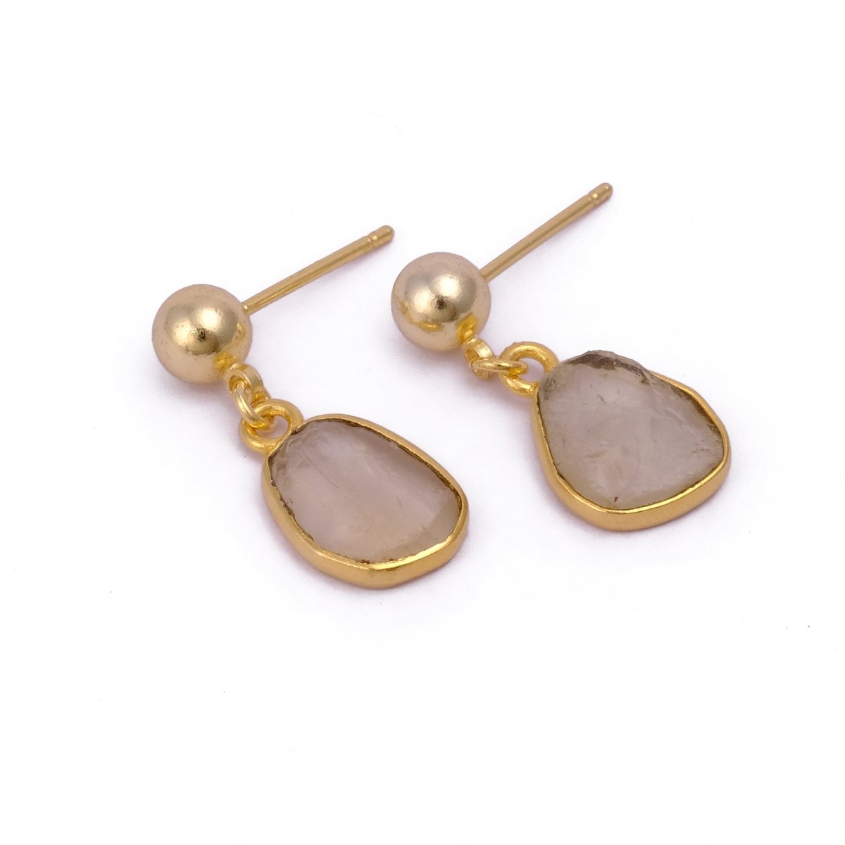 Raw Ruby Earrings Handmade Gold Plated Dangle Earrings Natural Rough Stone Birthstone Jewelry