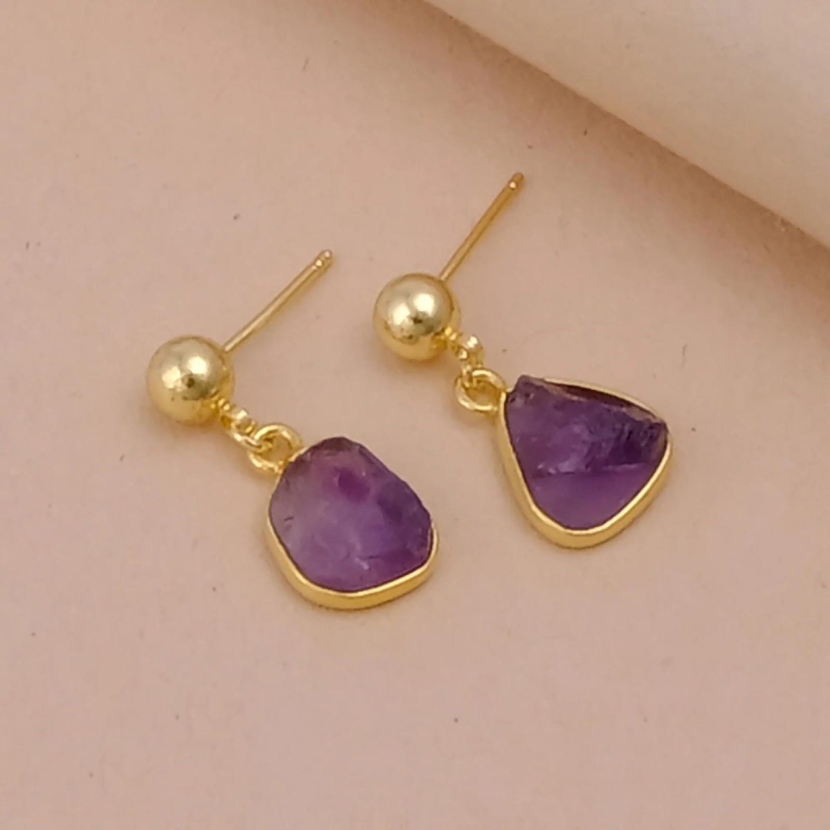 Raw Ruby Earrings Handmade Gold Plated Dangle Earrings Natural Rough Stone Birthstone Jewelry