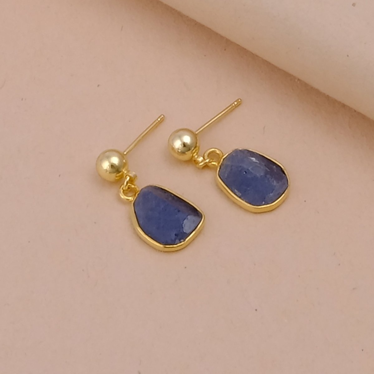 Raw Ruby Earrings Handmade Gold Plated Dangle Earrings Natural Rough Stone Birthstone Jewelry Tanzanite
