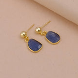 Raw Ruby Earrings Handmade Gold Plated Dangle Earrings Natural Rough Stone Birthstone Jewelry Tanzanite