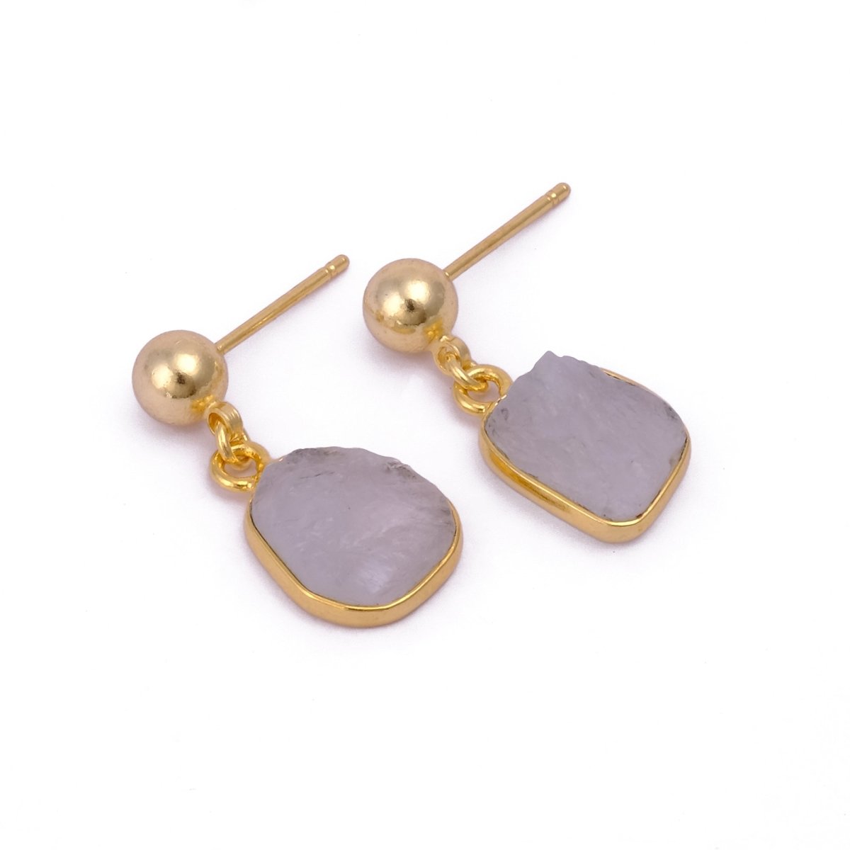Raw Ruby Earrings Handmade Gold Plated Dangle Earrings Natural Rough Stone Birthstone Jewelry