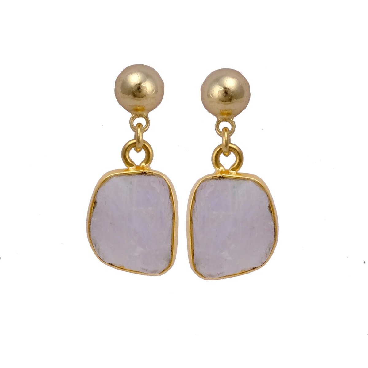 Raw Ruby Earrings Handmade Gold Plated Dangle Earrings Natural Rough Stone Birthstone Jewelry