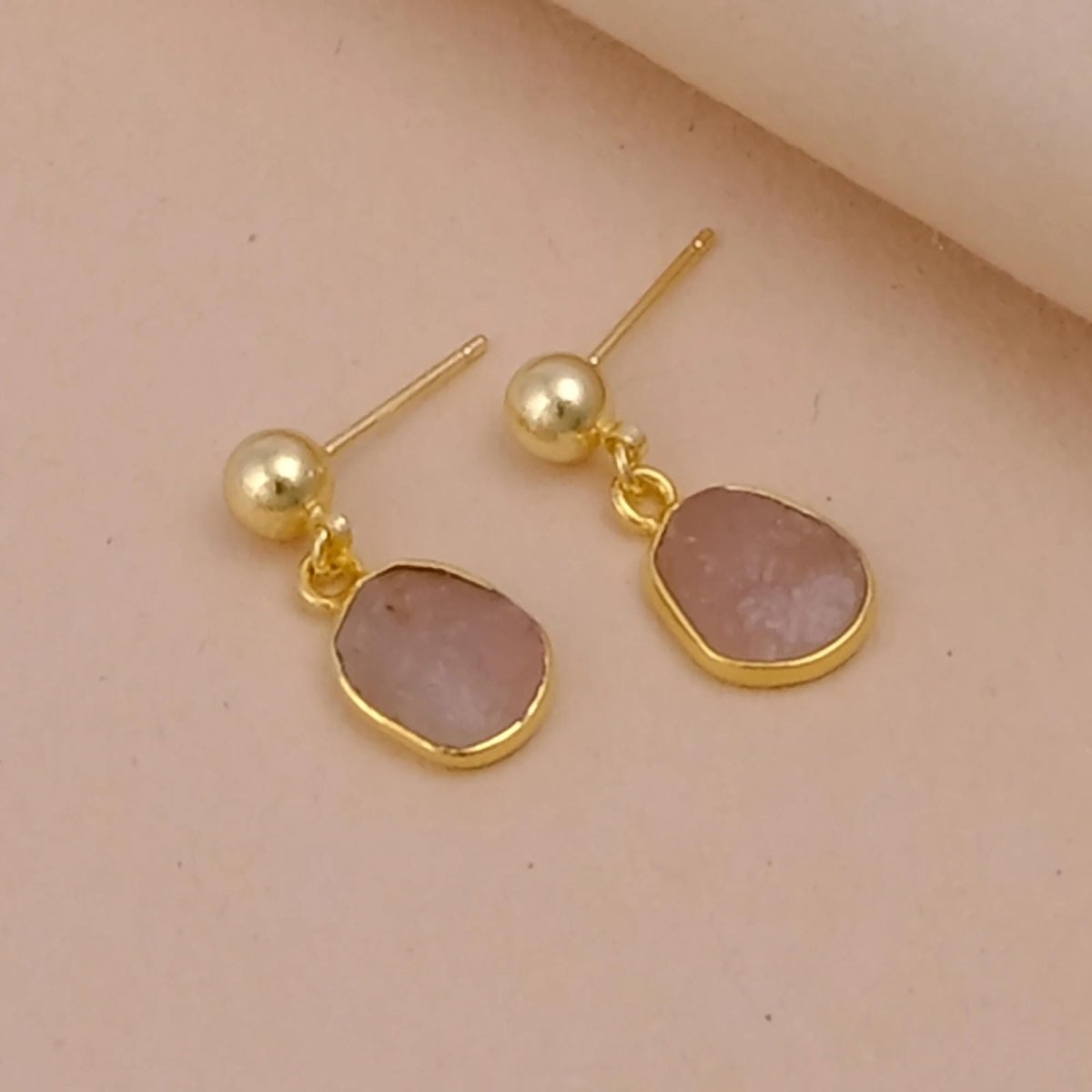 Raw Ruby Earrings Handmade Gold Plated Dangle Earrings Natural Rough Stone Birthstone Jewelry