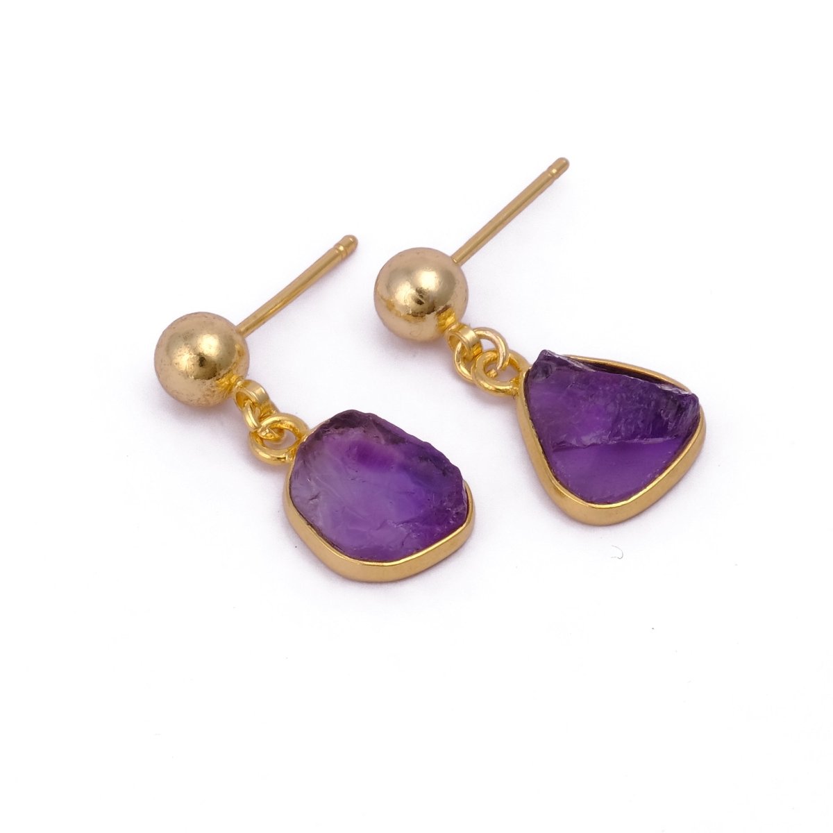 Raw Ruby Earrings Handmade Gold Plated Dangle Earrings Natural Rough Stone Birthstone Jewelry