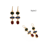 Raw Strawberry Quartz Dangle Earrings, Gold Plated Rough Gemstone Jewelry 5284