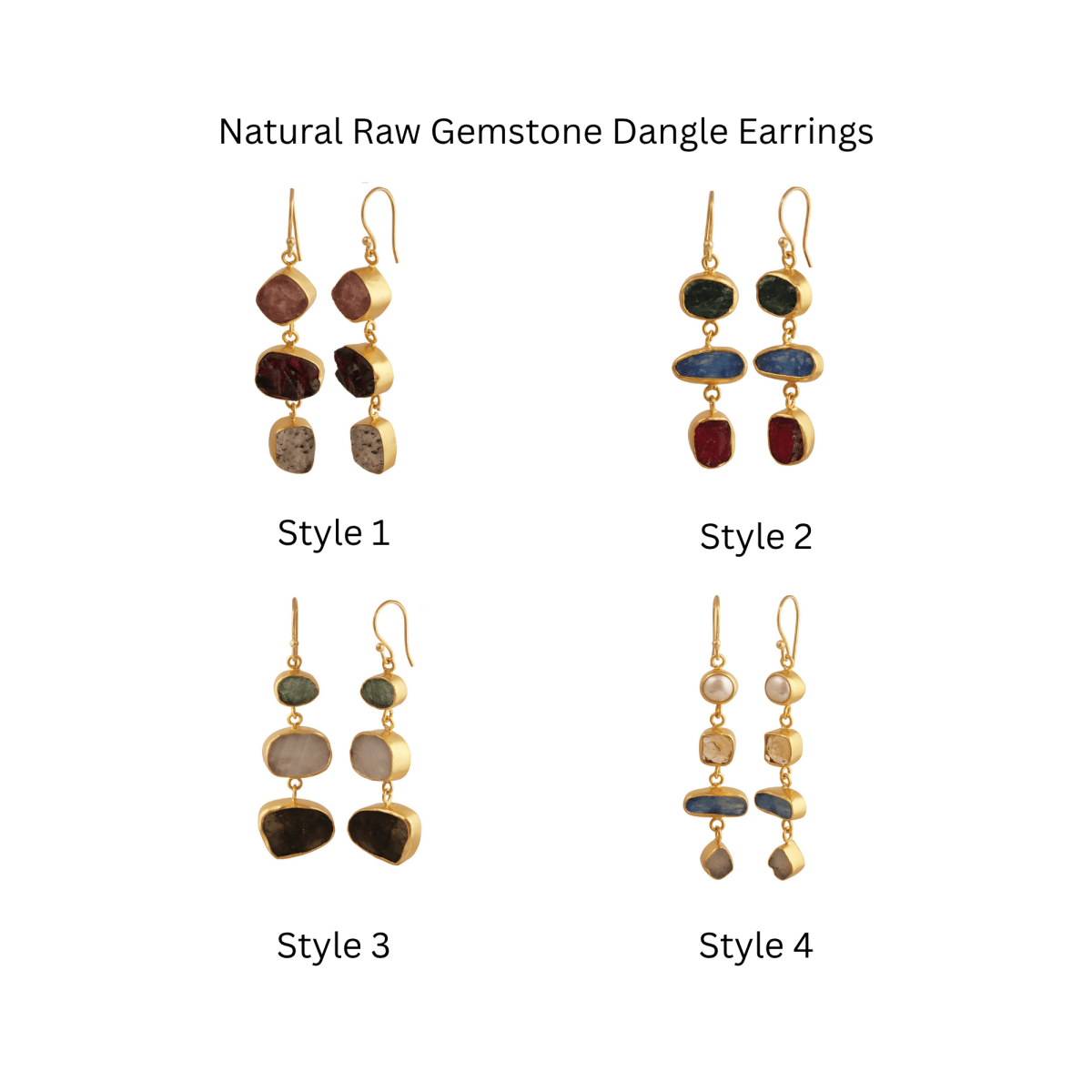Raw Strawberry Quartz Dangle Earrings, Gold Plated Rough Gemstone Jewelry 5284