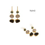 Raw Strawberry Quartz Dangle Earrings, Gold Plated Rough Gemstone Jewelry 5284