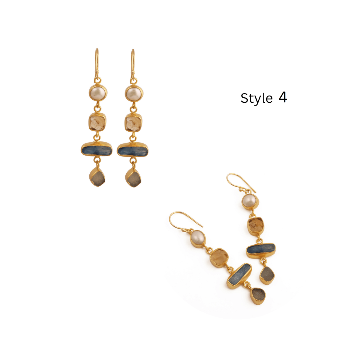 Raw Strawberry Quartz Dangle Earrings, Gold Plated Rough Gemstone Jewelry 5284