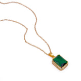 Rectangular Emerald Pendant, Elegant Gemstone Pendant Necklace Jewelry for Engagement.