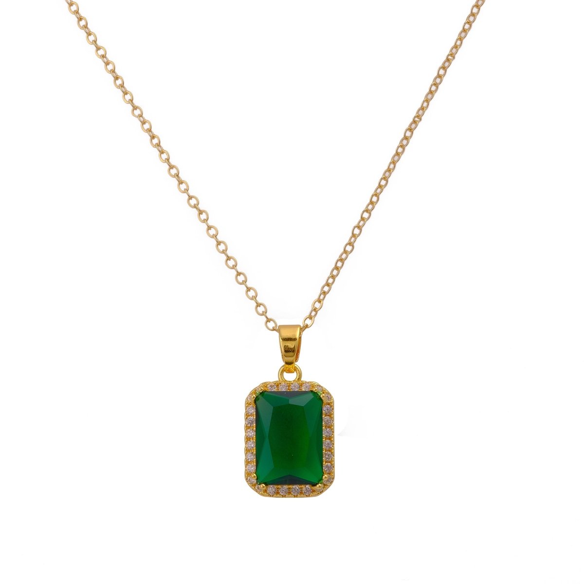 Rectangular Emerald Pendant, Elegant Gemstone Pendant Necklace Jewelry for Engagement.