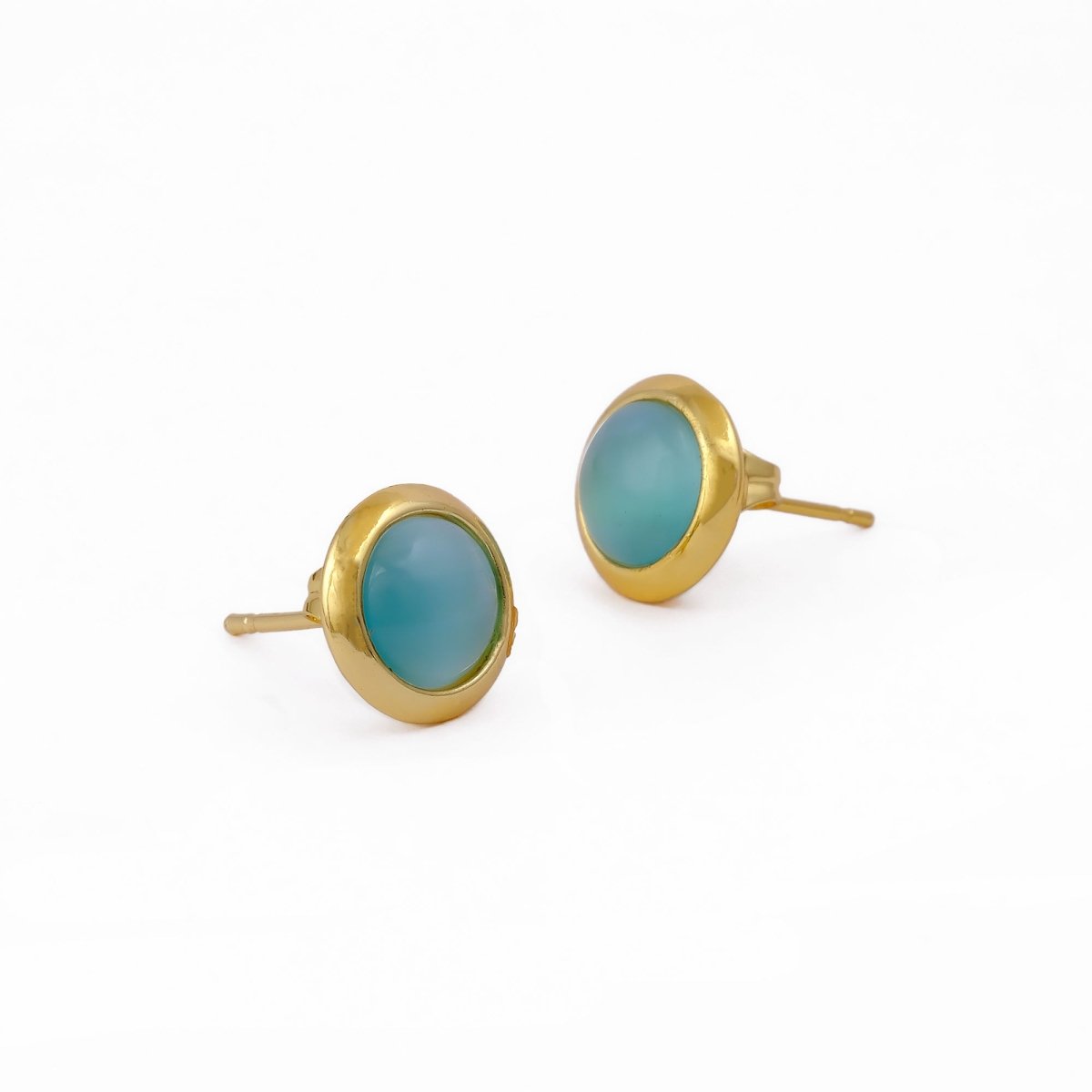 Red Coral Gemstone Minimal Gold Plated Stud Earrings Gift for Her CE - 1002