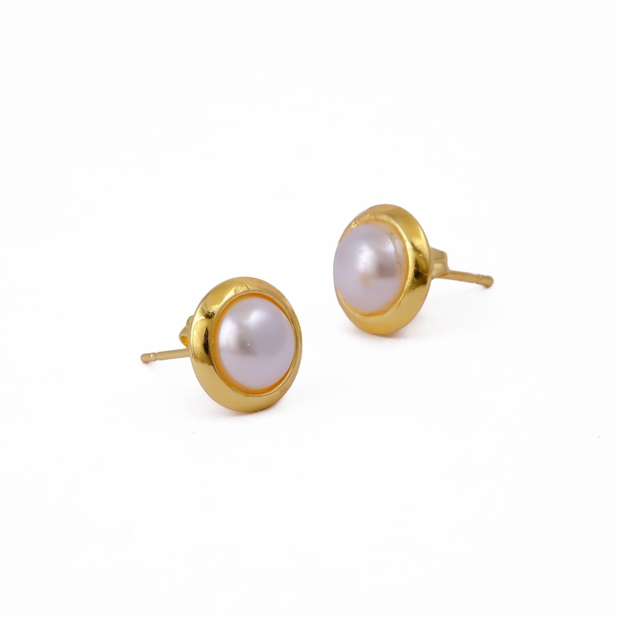 Red Coral Gemstone Minimal Gold Plated Stud Earrings Gift for Her CE - 1002