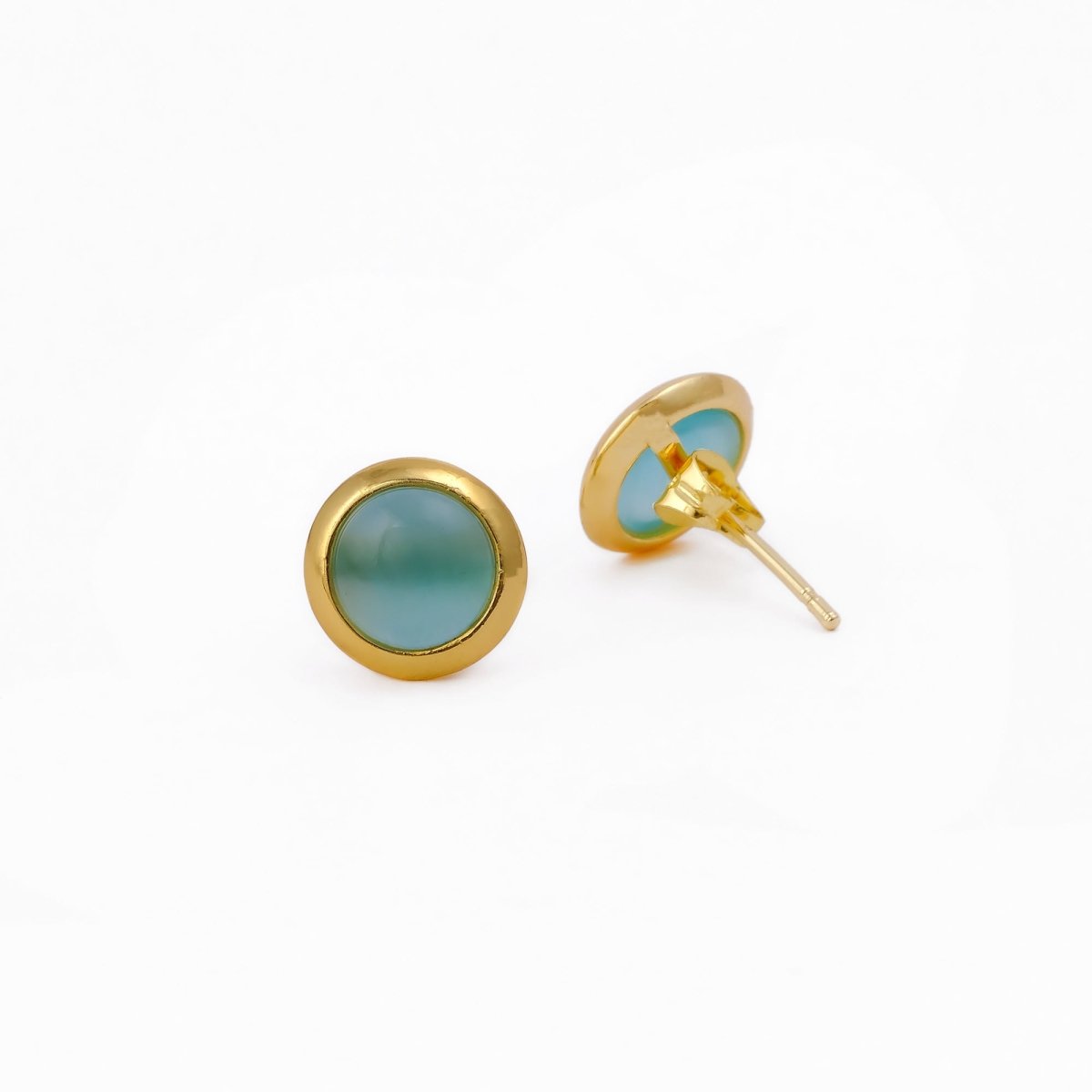 Red Coral Gemstone Minimal Gold Plated Stud Earrings Gift for Her CE - 1002
