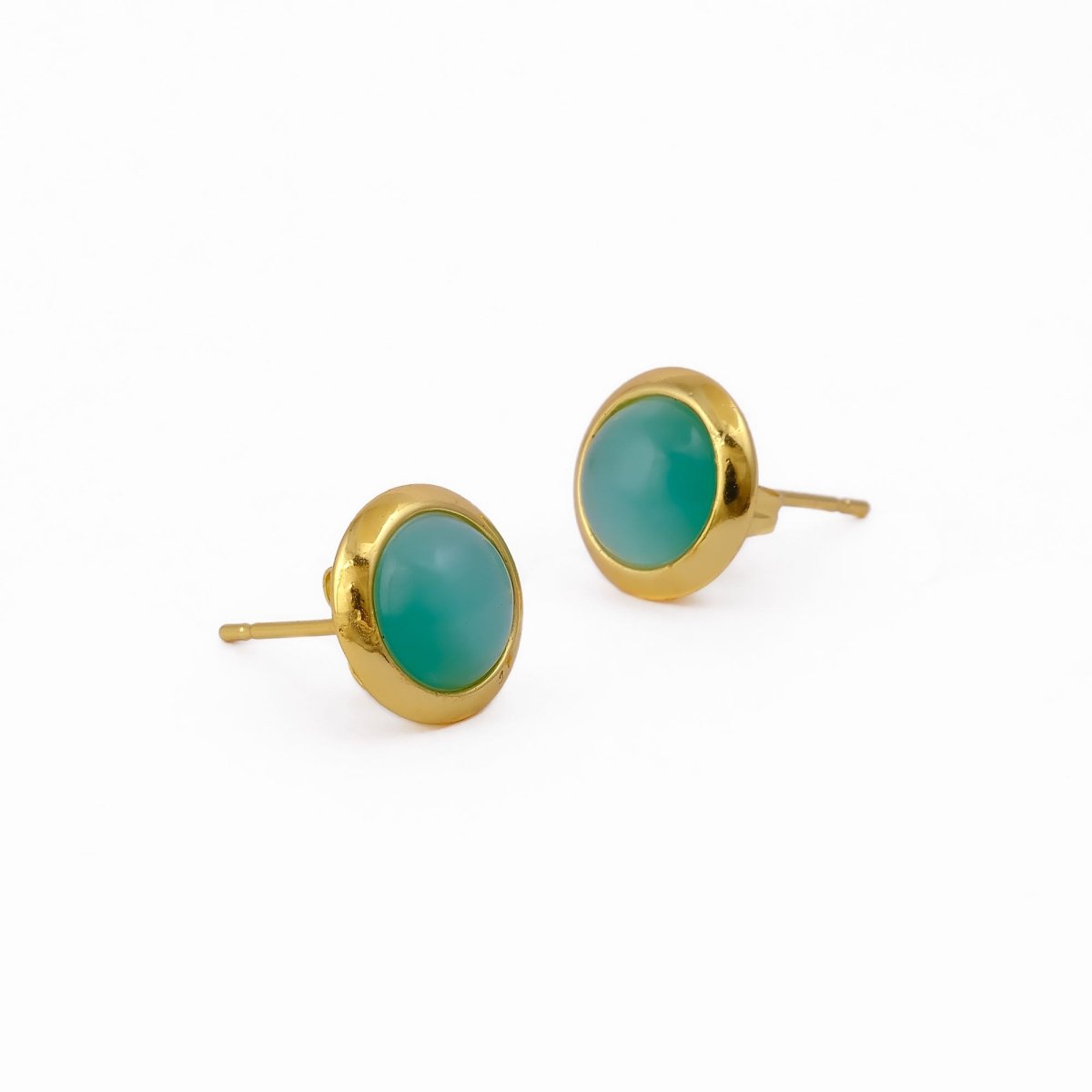 Red Coral Gemstone Minimal Gold Plated Stud Earrings Gift for Her CE - 1002